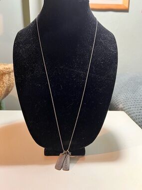 Origami Owl silver tone necklace dog tags empowerment collection.